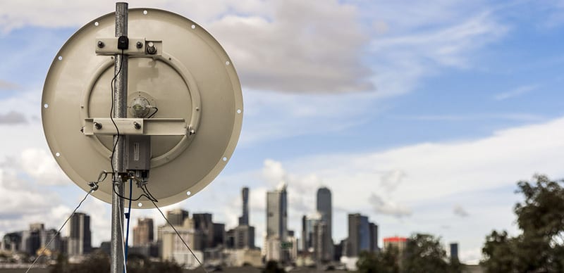 Rocket Networks Satellite Dish providing Event Internet to Melbourne